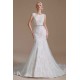 Jewel Lace Cap Sleeves Lace Mermaid Wedding Dress | Ballbella Design