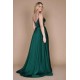 Chic Green Spaghetti-Straps Sleeveless Column Satin Evening Dresses With Ruffles