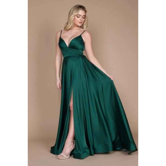 Chic Green Spaghetti-Straps Sleeveless Column Satin Evening Dresses With Ruffles
