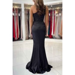 Chic One Shoulder Sleeveless Mermaid Evening Dresses With Ruffles