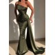 Amazing Green Strapless Sleeveless Mermaid Evening Dresses With Ruffles
