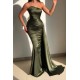 Amazing Green Strapless Sleeveless Mermaid Evening Dresses With Ruffles