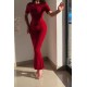 Red Jewel Short-Sleeve Mermaid Glitter Evening Dresses