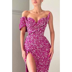 Unique Sparkle One-shoulder Sweetheart Mermaid Sequin Prom Dress
