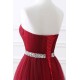 Gorgeous Burgundy Sweetheart Long Prom Dress Tulle Crystal Evening Gown