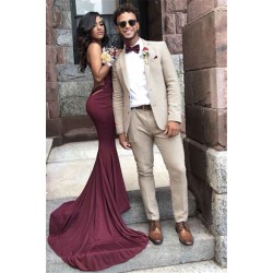 Classy Off White Plaid Men Suit for Prom