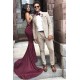 Classy Off White Plaid Men Suit for Prom