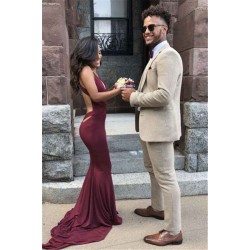Classy Off White Plaid Men Suit for Prom