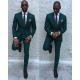 Dark Green Slim Fit Formal Mens Business Suit Classy Peaked Laple Prom Suits