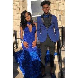 Royal Blue Shawl Lapel Prom Suits Online Two Pieces One Button Tuxedo for Men