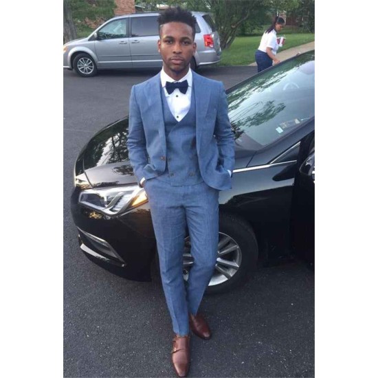 Classic Blue Three Piece Best Man Prom Outfits