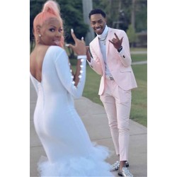 Fashion Pink Slim Fit Prom Men Suit