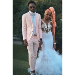 Fashion Pink Slim Fit Prom Men Suit