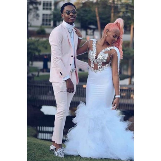 Fashion Pink Slim Fit Prom Men Suit