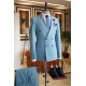 Sky Blue Peaked Lapel Double Breasted Bespoke Men's Prom Suits