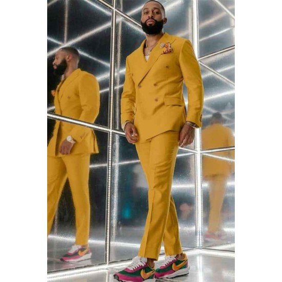 Yellow Double Breasted Designer Men Suits for Prom