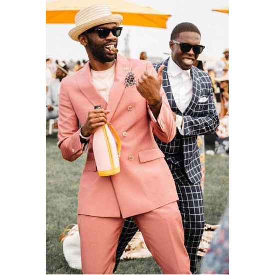 Double Breasted Peaked Lapel Men's Prom Suits
