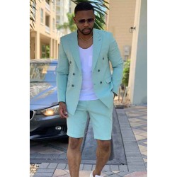 Green Designer Peaked Lapel Men Suits for Prom