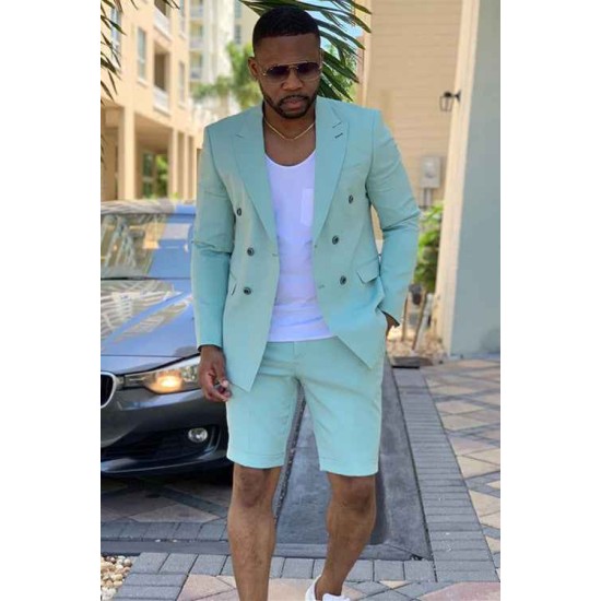 Green Designer Peaked Lapel Men Suits for Prom