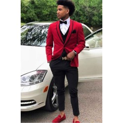 Carson Red One Button Slim Fit Prom Outfits for Guys