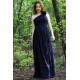 A-line One-shoulder Floor Length Chiffon Handmade Flower Bridesmaid Dress