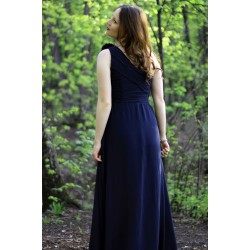 A-line One-shoulder Floor Length Chiffon Handmade Flower Bridesmaid Dress