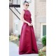 A-line Small Round Collar Floor Length Charmuse Bridesmaid Dress