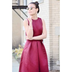 A-line Small Round Collar Floor Length Charmuse Bridesmaid Dress