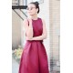 A-line Small Round Collar Floor Length Charmuse Bridesmaid Dress