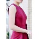 A-line Small Round Collar Floor Length Charmuse Bridesmaid Dress