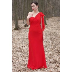 Sheath One-shoulder Floor Length Chiffon Sleeveless Bridesmaid Dress