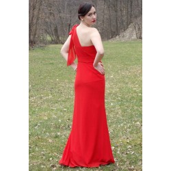 Sheath One-shoulder Floor Length Chiffon Sleeveless Bridesmaid Dress