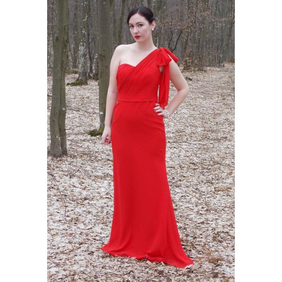 Sheath One-shoulder Floor Length Chiffon Sleeveless Bridesmaid Dress