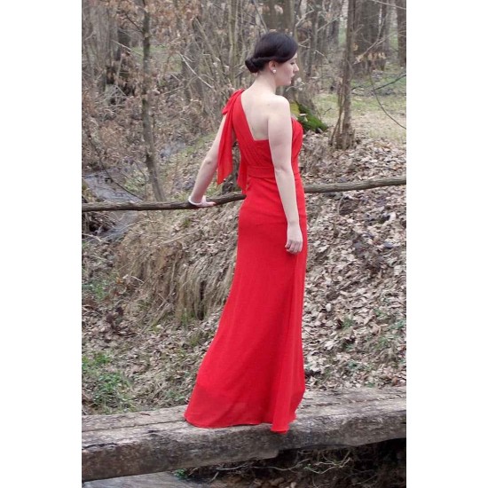 Sheath One-shoulder Floor Length Chiffon Sleeveless Bridesmaid Dress