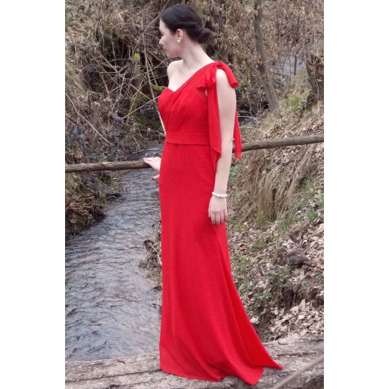 Sheath One-shoulder Floor Length Chiffon Sleeveless Bridesmaid Dress