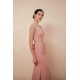 Dusty Pink Cap sleeves Chiffon Column Evening Dress