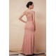 Dusty Pink Cap sleeves Chiffon Column Evening Dress