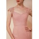 Dusty Pink Cap sleeves Chiffon Column Evening Dress