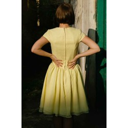 A-line Small Round Collar Knee Length Chiffon Bridesmaid Dress