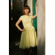 A-line Small Round Collar Knee Length Chiffon Bridesmaid Dress