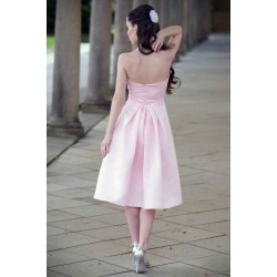 A-line Halter Round Collar Tea Length Chiffon Sleeveless Bridesmaid Dress