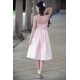 A-line Halter Round Collar Tea Length Chiffon Sleeveless Bridesmaid Dress