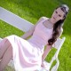 A-line Halter Round Collar Tea Length Chiffon Sleeveless Bridesmaid Dress