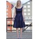 A-line Small Round Collar Knee Length Charmuse Bridesmaid Dress