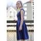 A-line Small Round Collar Knee Length Charmuse Bridesmaid Dress