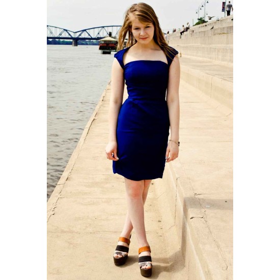 Sheath Wide Straps Knee Length Chiffon Backless Bridesmaid Dress