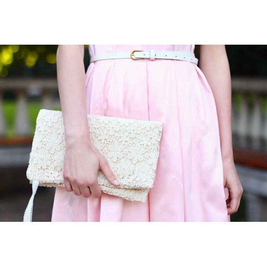 A-line Strapless Knee Length Chiffon Belt Bridesmaid Dress