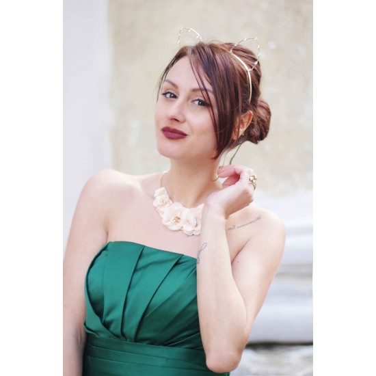 A-line Strapless Knee Length Charmuse Sleeveless Bridesmaid Dress