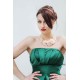 A-line Strapless Knee Length Charmuse Sleeveless Bridesmaid Dress