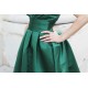 A-line Strapless Knee Length Charmuse Sleeveless Bridesmaid Dress